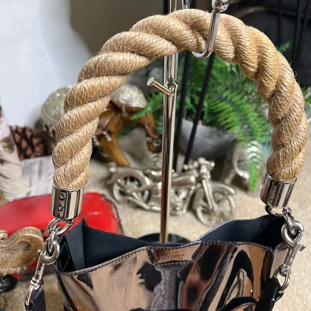 Metallic Bucket Bag with Rope Handle - Picture 7 of 16